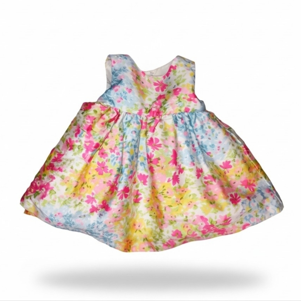 Vintage Spring Dress With Pink, Blue, Butter Yellow Flowers